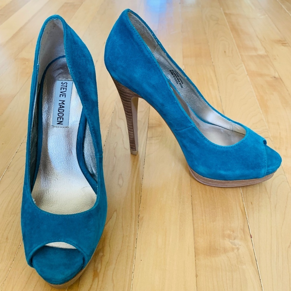 Steve Madden Women’s Turquoise Suede Platform Heels Size 6